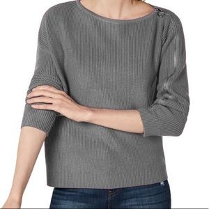 Bar III zipper sleeve detail wool blend ribbed sweater size XL